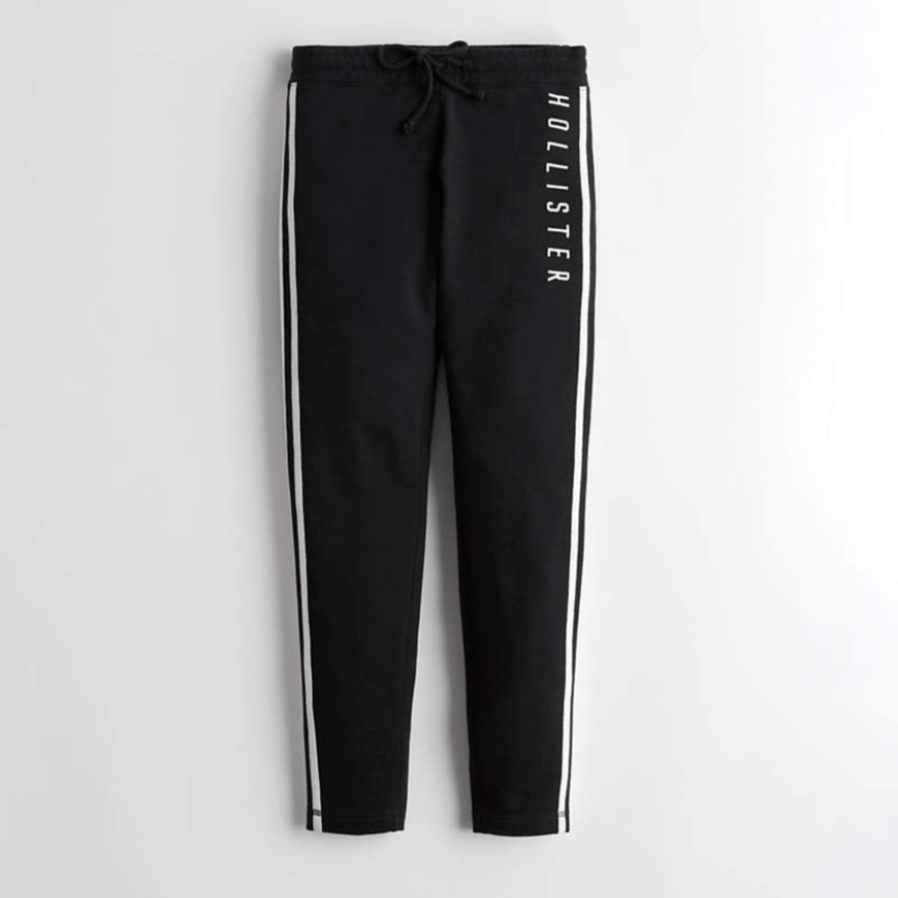 Hollister Black White Striped Leggings NWT Med